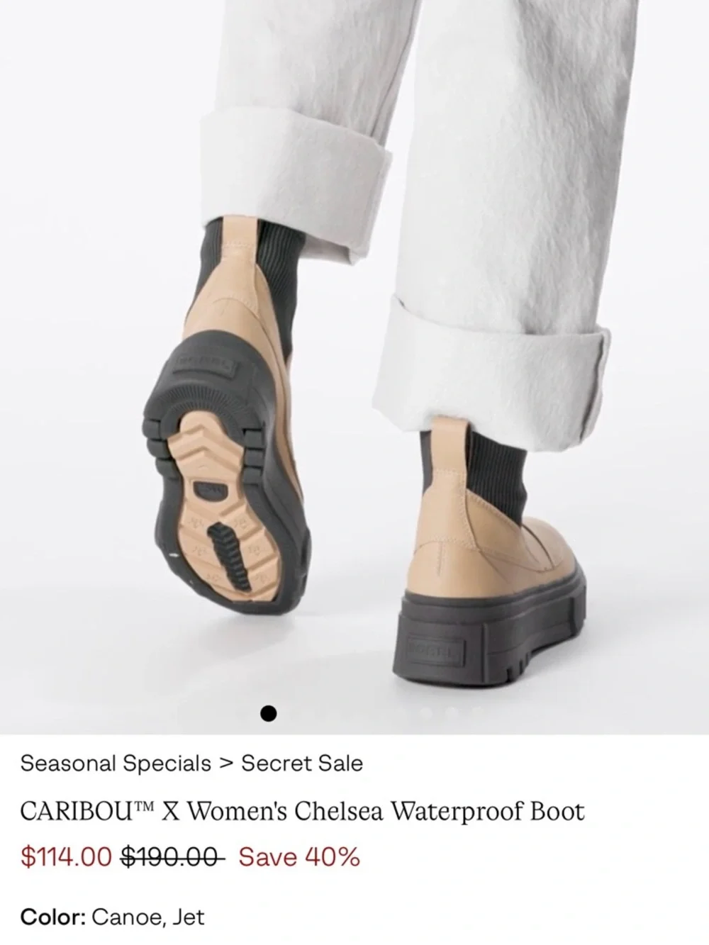 Sorel Caribou X Women's Chelsea Boot in Canoe and Jet - Picture 2 of 13